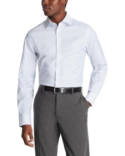 Calvin Klein Refined Cotton Stretch Slim Fit Dress Shirt - Gray