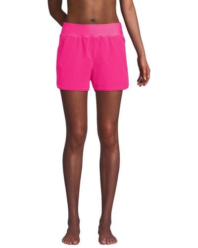 Lands' End 3" Quick Dry Elastic Waist Board Shorts Swim Cover-up Shorts - Pink