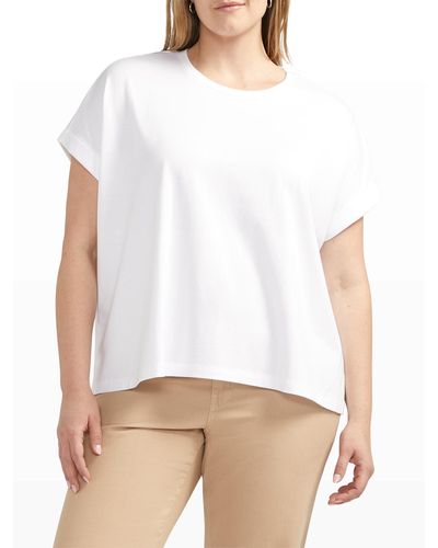 Jag Plus Size Drapey Luxe Short Sleeve T-shirt - White