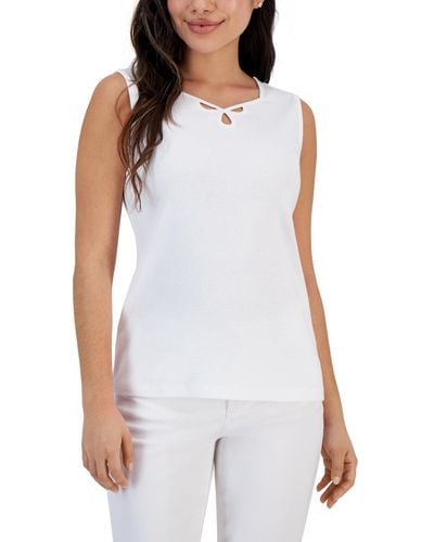 Karen Scott Cotton Cutout-Sleeve Top, Created for Macy's - Macy's