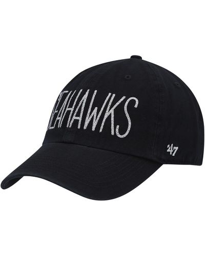 '47 '47 Seattle Seahawks Shimmer Text Clean Up Adjustable Hat - Black
