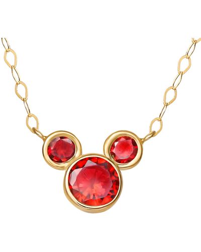 Disney Mickey Mouse Cubic Zirconia Birthstone Pendant Necklace - Red