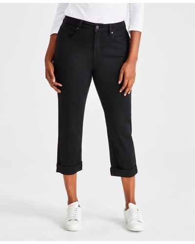 Style & Co. Mid-rise Curvy Capri Jeans - Black