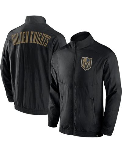 Fanatics Vegas Golden Knights Step Up Crinkle Raglan Full-zip Windbreaker Jacket - Black