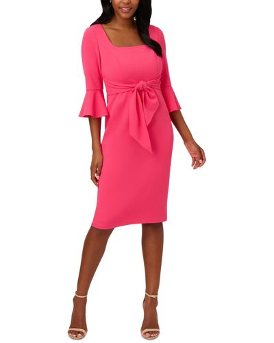 Adrianna Papell Tie-front Bell-sleeve Midi Dress - Red