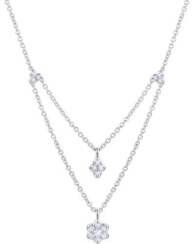 Macy's Diamond Flower Layered Pendant Necklace (1/3 Ct. T.w. - White