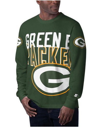 Starter Bay Packers Clutch Hit Long Sleeve T-shirt - Green