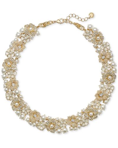 Charter Club Tone Beaded Floral Necklace - Metallic