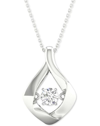 Twinkling Diamond Star Diamond Framed Solitaire 18" Pendant Necklace (1/5 Ct. T.w. - White