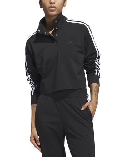 adidas Quarter-snap-up Tricot Pullover Top - Black