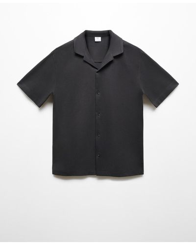 Mango Short Sleeved Cotton Shirt - Black