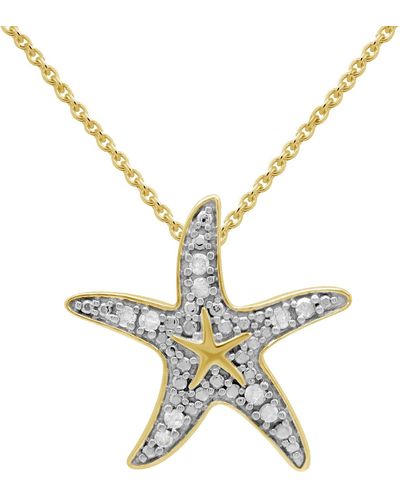 Macy's Diamond Starfish 18" Pendant Necklace (1/10 Ct. T.w. - Metallic