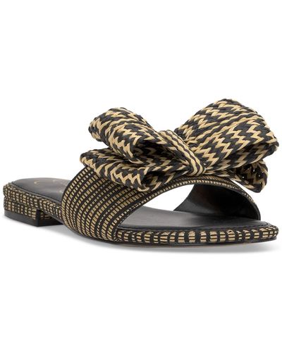Jessica Simpson Avrena Woven Bow Slide Flat Sandals - Brown