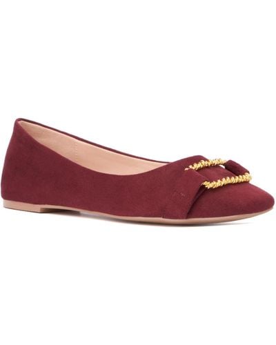 New York & Company Niara- Flats With Gold Hardware Accent - Red