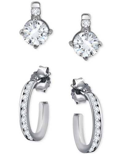  Giani Bernini 4-Pc. Set Cubic Zirconia Stud Earrings in  Sterling Silver: Clothing, Shoes & Jewelry