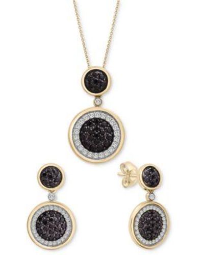 Wrapped in Love Black Diamond White Diamond Circle Cluster Jewelry Collection In 14k Gold Created For Macys - Metallic