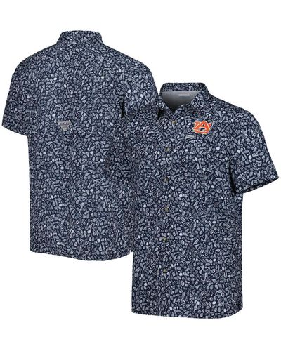 Columbia Auburn Tigers Super Slack Tide Omni-shade Team Button-up Shirt - Blue