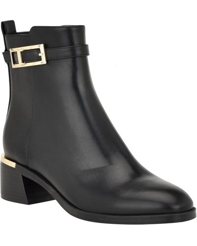 Calvin Klein Jallis Block Heel Dress Booties - Black