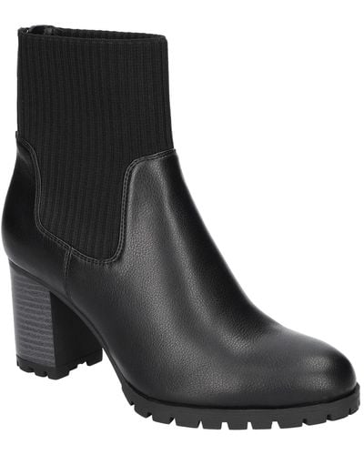 Easy Street Lucia Block Heel Ankle Boots - Black