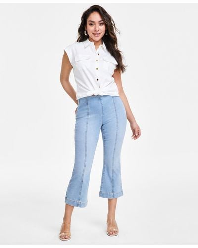 INC International Concepts Petite Pull-on Cropped Flare Jeans - Blue