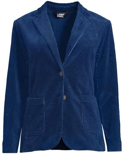 Lands' End Plus Size Corduroy Blazer Jacket - Blue