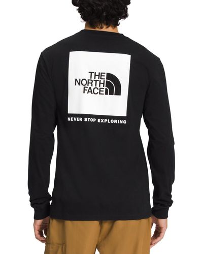 The North Face Box Nse Standard-fit Logo Graphic Long-sleeve T-shirt - Black