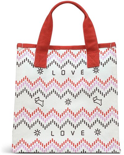 Radley Radley Fair Isle Leather Small Open Top Cotton Grab Bag - Red