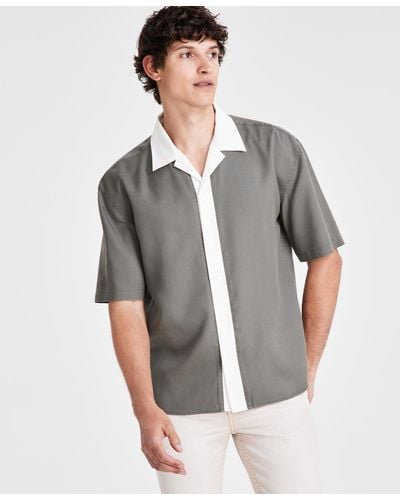 INC International Concepts Gio Camp Shirt - Gray