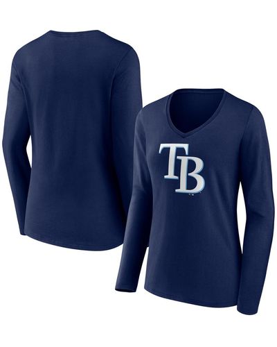 Fanatics Tampa Bay Rays Official Logo V-neck Long Sleeve T-shirt - Blue