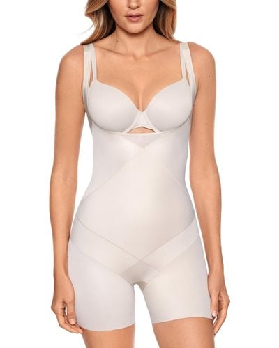 Miraclesuit Tummy Tuck Extra-firm Open-bust Mid-thigh Bodysuit 2412 - White