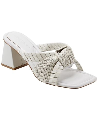 Marc Fisher Macki Sqaure Toe Slip-on Dress Sandals - White
