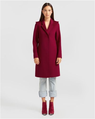 Belle & Bloom Jealousy Belted Wool Blend Coat - Red