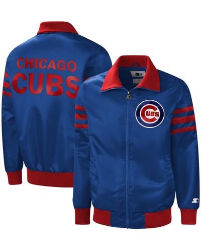 Starter Chicago Cubs The Captain Ii Full-zip Varsity Jacket - Blue