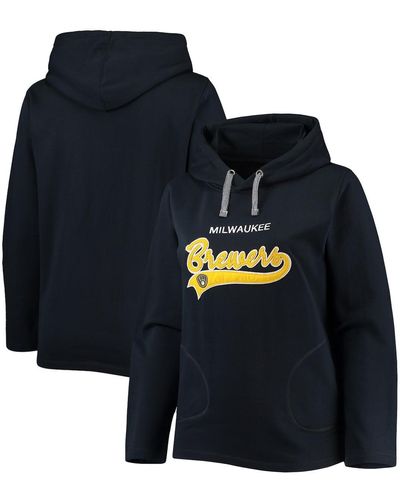 Soft As A Grape Milwaukee Brewers Plus Size Side Split Pullover Hoodie - Blue