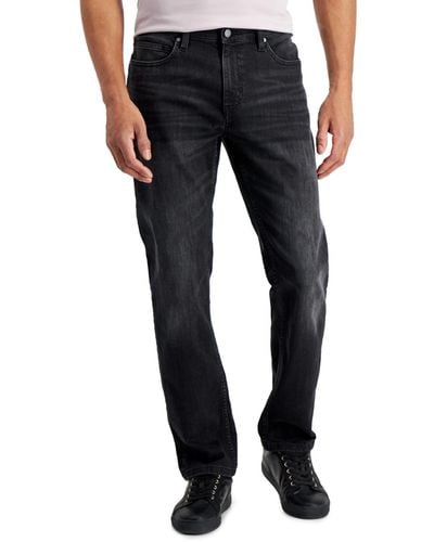 Alfani Sam Black-wash Straight-fit Stretch Jeans