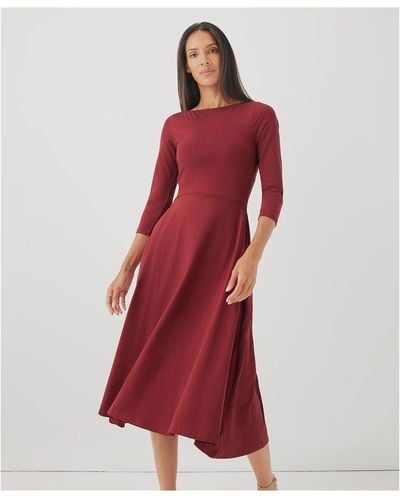Pact Organic Cotton Fit & Flare Open-back Dress - Red