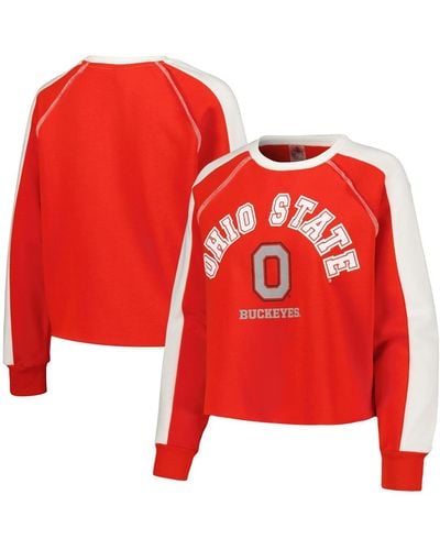 Gameday Couture Ohio State Buckeyes Blindside Raglan Cropped Pullover Sweatshirt - Red