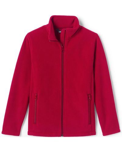 Lands' End Girls School Uniform Full-zip Mid-weight Fleece Jacket - Red