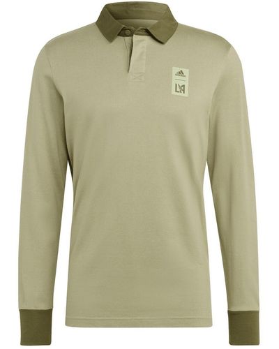 adidas 2023 Player Lafc Travel Long Sleeve Polo Shirt - Green