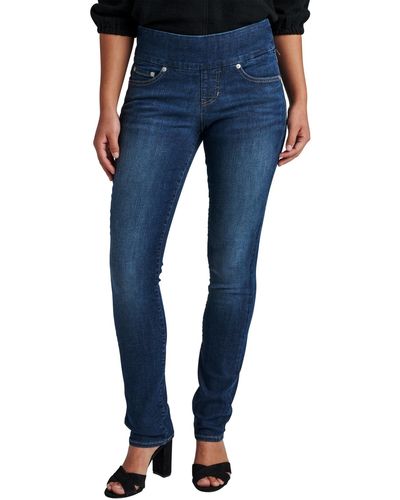 Jag Peri Pull On Mid Rise High Stretch Straight Jeans - Blue