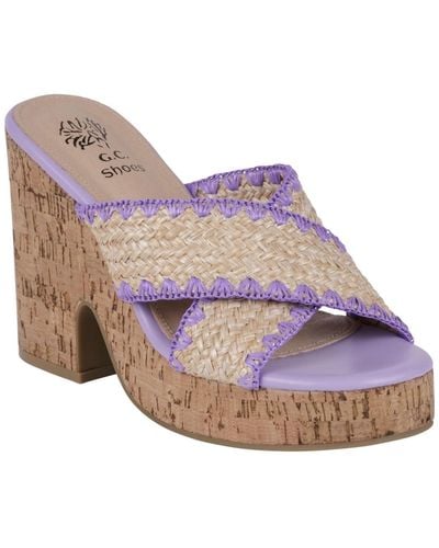 Gc Shoes Elsa Woven Cork Heel Platform Sandals - Purple