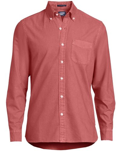 Lands' End Traditional Fit Sail rigger Oxford Shirt - Red