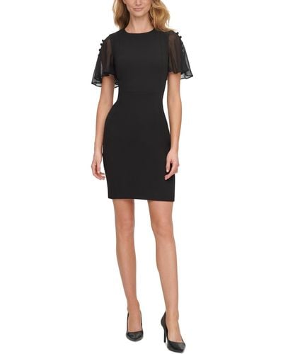 Calvin Klein Flutter-sleeve Sheath Dress - Black