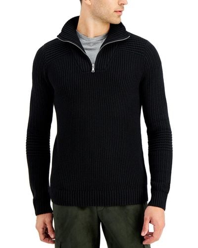 INC International Concepts Matthew Quarter-zip Sweater - Black