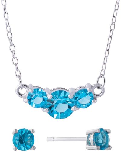 Giani Bernini Gianni Bernini 2-piece Crystal Frontal Stud Necklace Set (1.35 Ct. T.w. - Blue