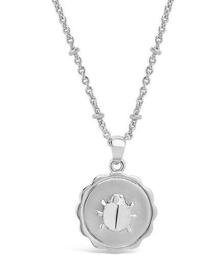 Sterling Forever Ladybug On Beaded Chain Pendant Necklace - White