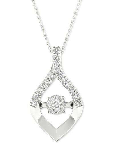 Twinkling Diamond Star Diamond Wishbone 18" Pendant Necklace (1/5 Ct. T.w. - White