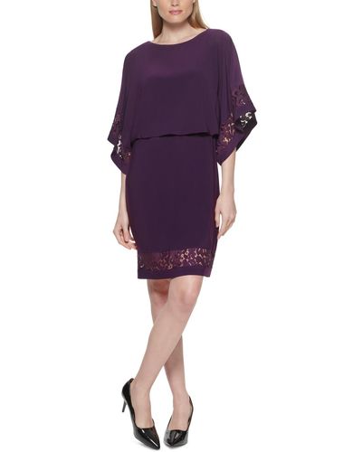 Jessica Howard Lace-inset Blouson Dress - Purple
