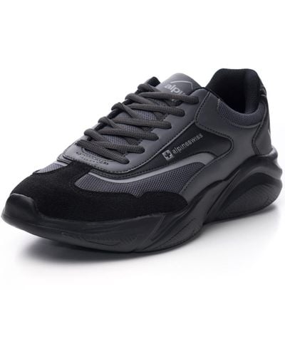 Alpine Swiss Stuart Chunky Sneakers Retro Platform Dad Tennis Shoes - Black