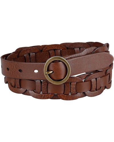 Tommy Hilfiger Woven Leather Linked Casual Belt - Brown